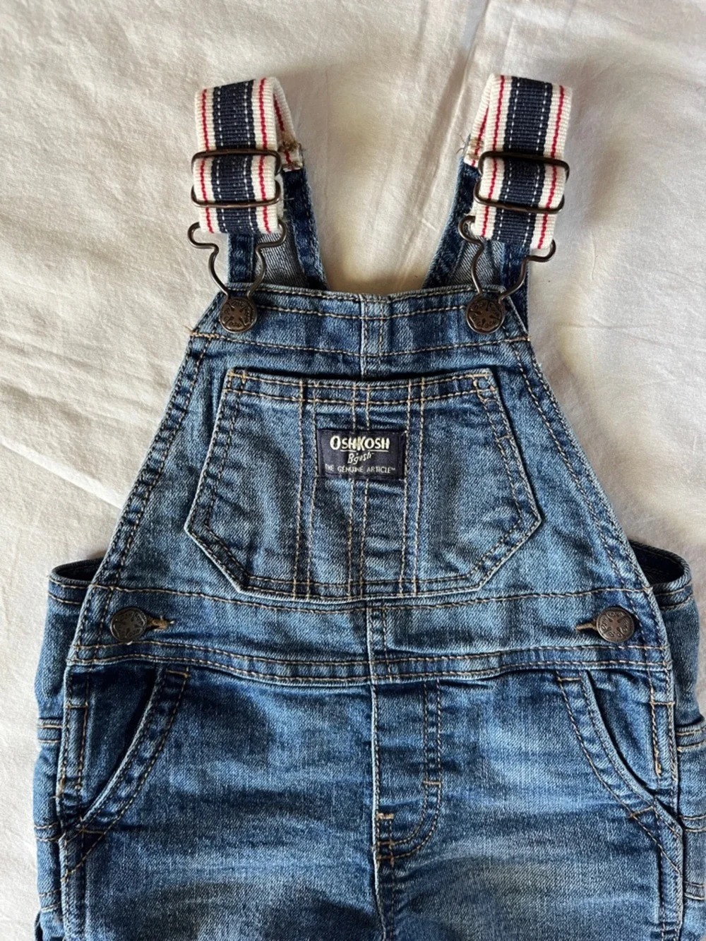 OshKosh B'gosh Denim Jeans  Shortalls Overalls with Striped Straps